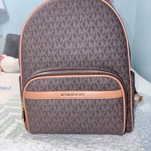 Michael Kors Signature Brown and Tan Backpack
